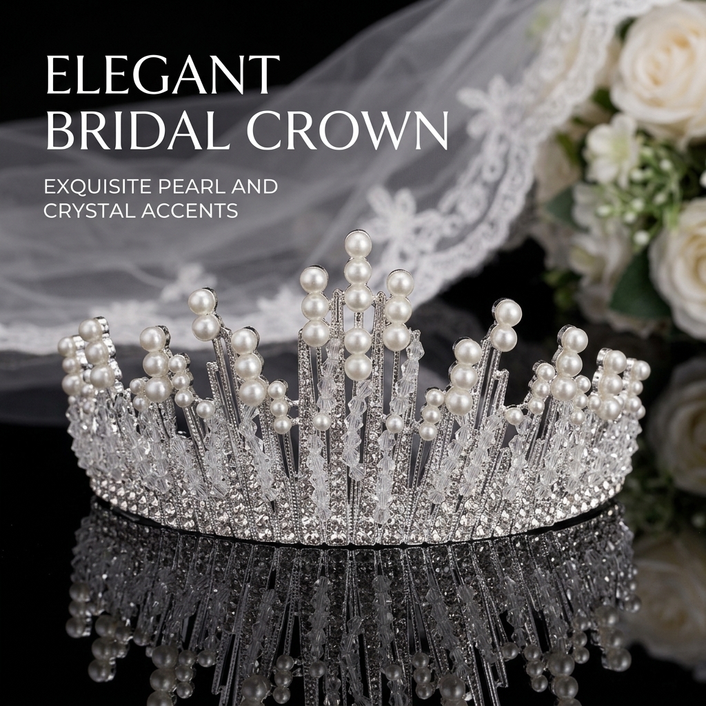 Elegant Decor & Lighting Llc - Bridal Pearl Crown Headpiece Elegant Rhinestone