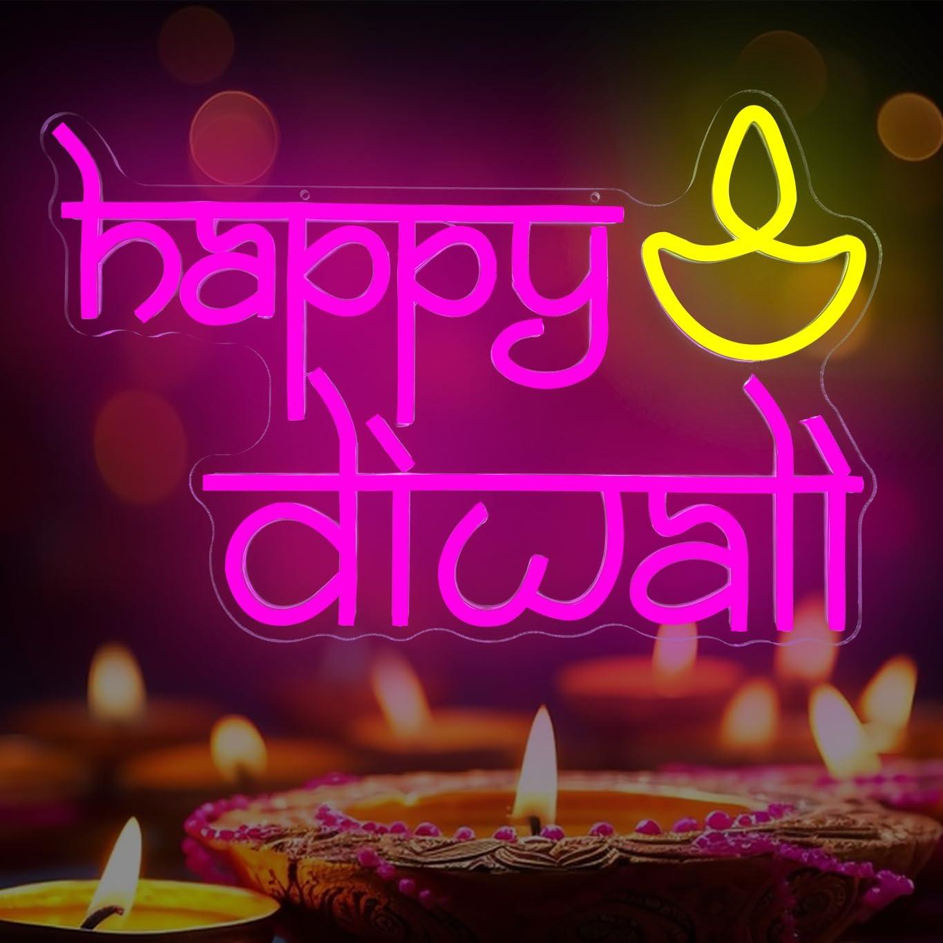 Lighting Decor For Bedroom - Happy Diwali Neon Sign USB Powered