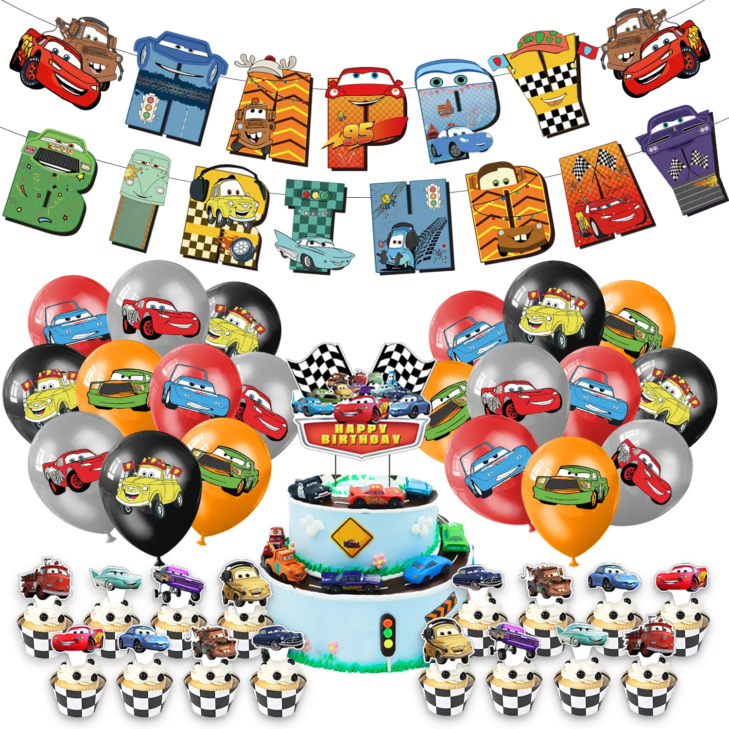 Lighting Mcqueen Birthday Decor - Cars Lightning McQueen Theme DIY Balloons