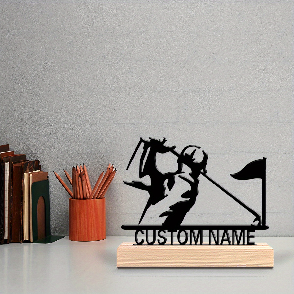 Elegant Decor & Lighting Llc - Custom Engraved Golfer Metal Statue Wooden
