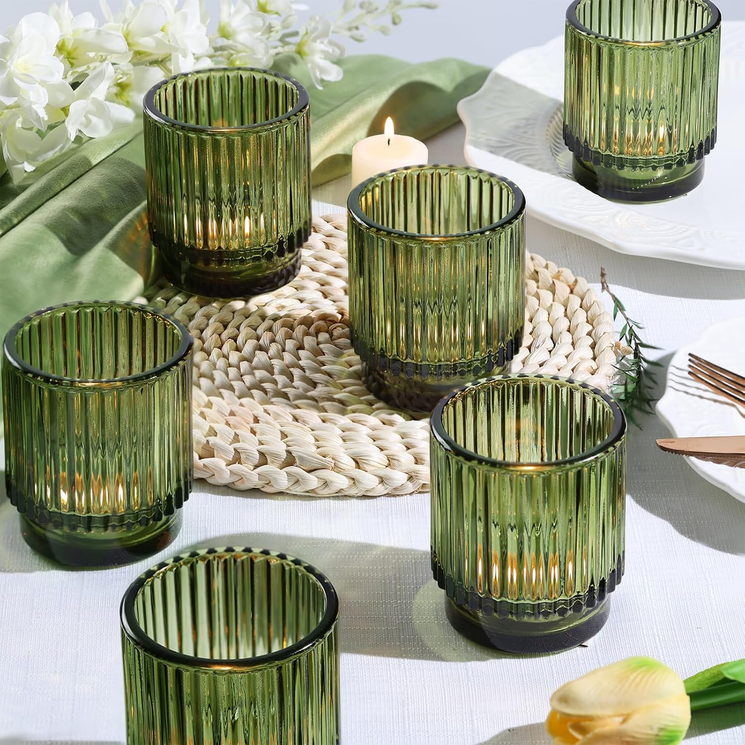 Lighting Decoration Wedding - 8pcs Green Votive Candle Holders for