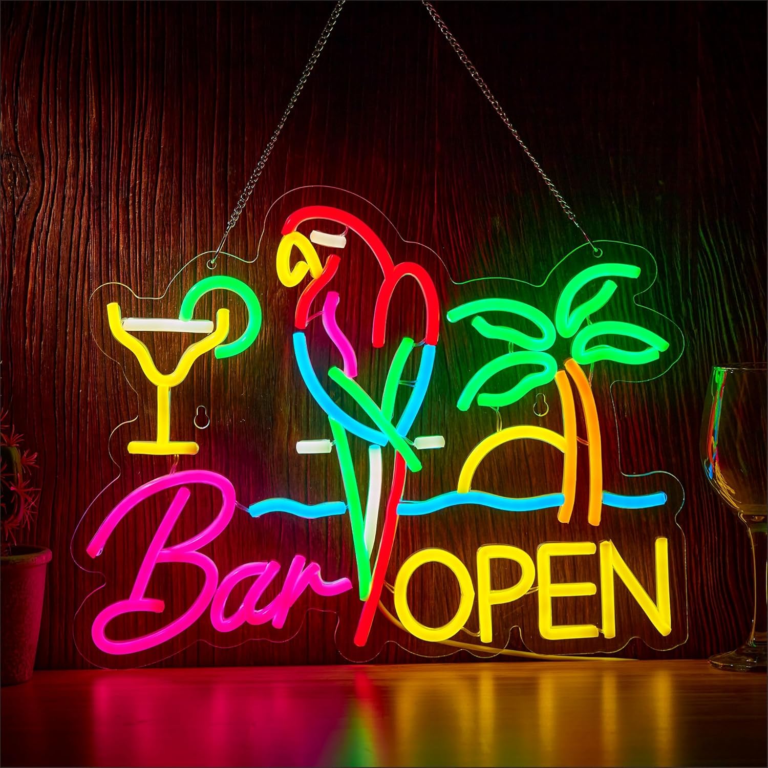 Lighting Decor For Bedroom - Bar Open Neon Sign Business Art