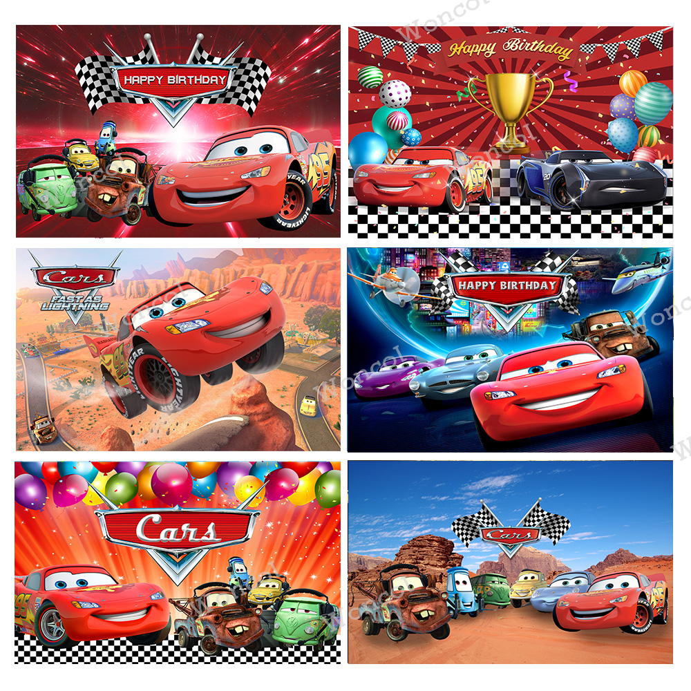 Lighting Mcqueen Birthday Decor - Lightning McQueen Backdrop Cars Birthday Banner