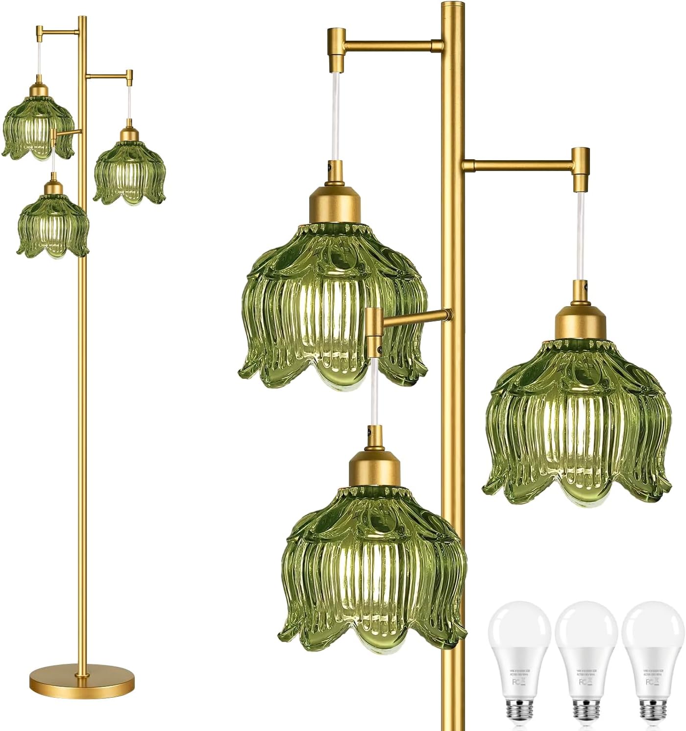 Vintage Gold Glass Floor Lamp  - مراجعة Lighting Decor For Room وسعره
