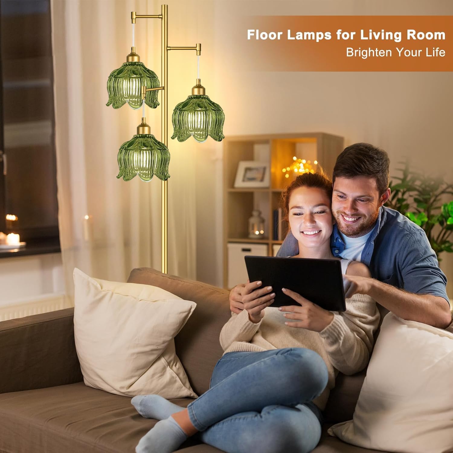 Vintage Gold Glass Floor Lamp  - مراجعة Lighting Decor For Room وسعره