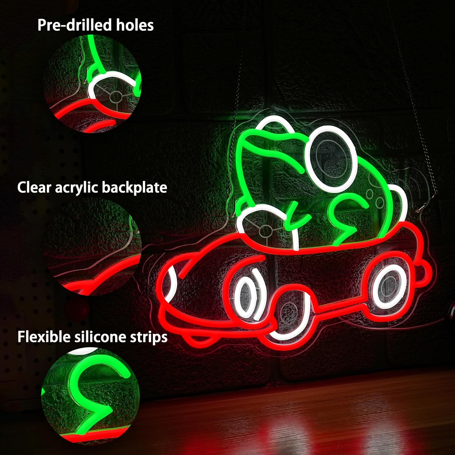 Frog Driving Car Neon Sign Art - مراجعة Lighting Decor For Room وسعره
