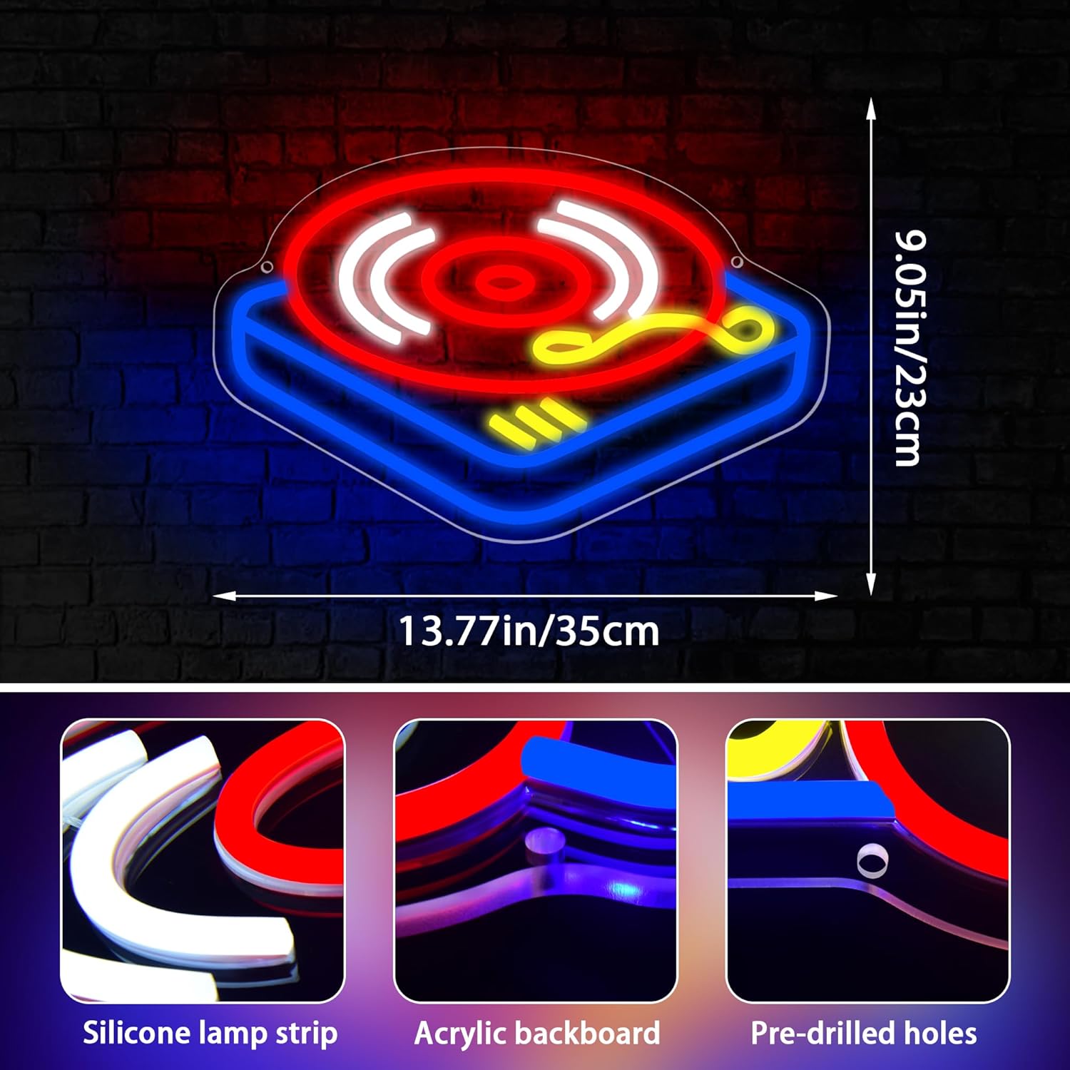 Record Player Neon Sign Guita  - مراجعة Lighting Decor For Bedroom وسعره