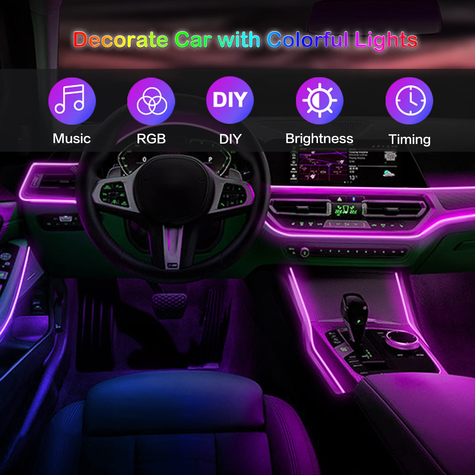 LED Car Interior Ambient Strip - مراجعة Lighting Bolt Decor وسعره