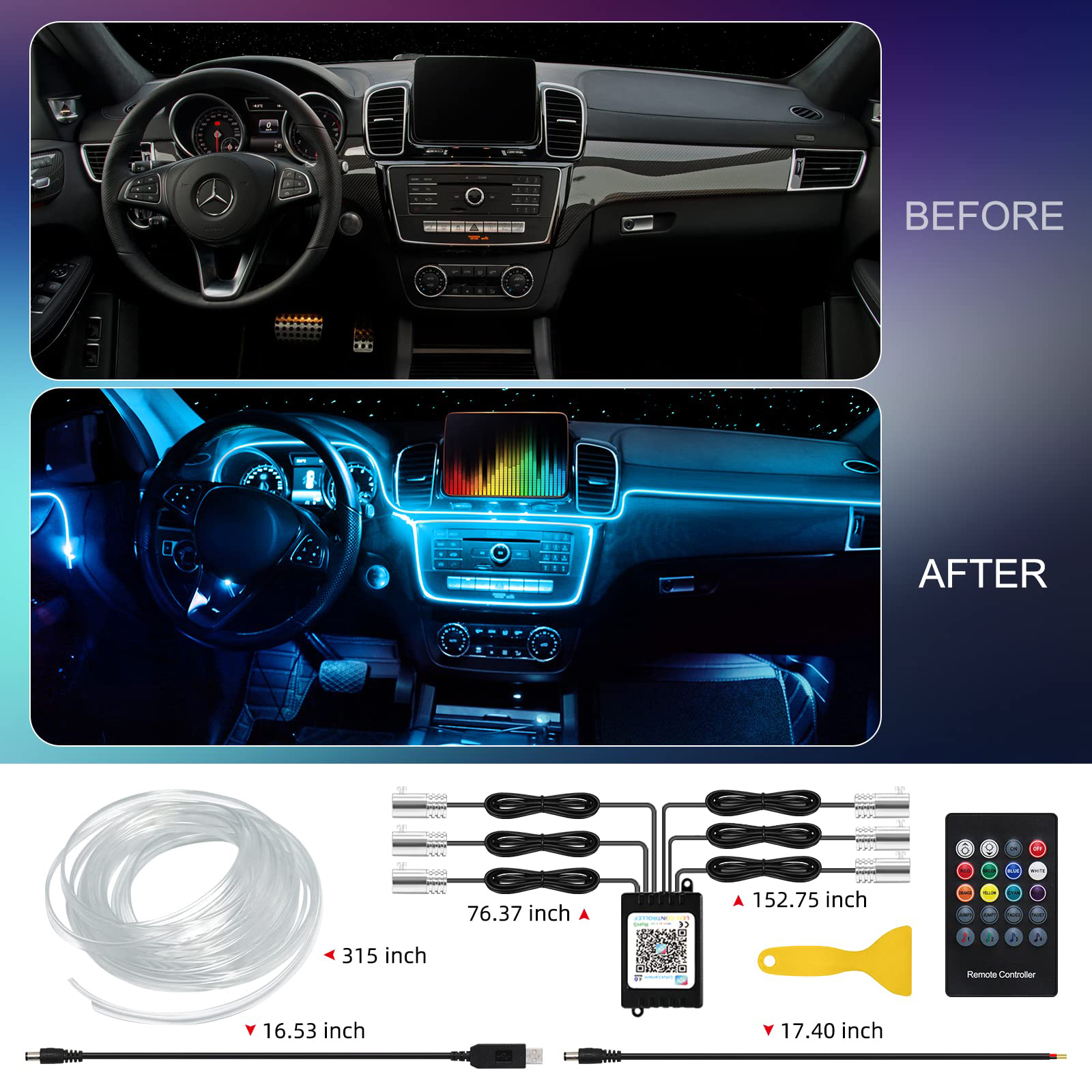 LED Car Interior Ambient Strip - مراجعة Lighting Bolt Decor وسعره