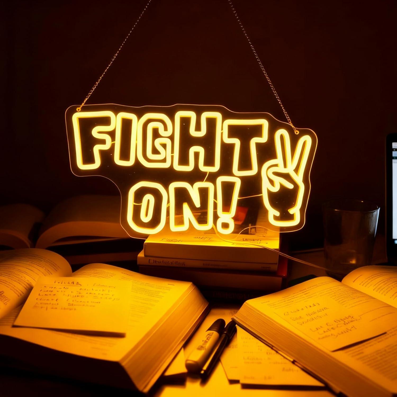 Fight On Neon Sign Victory Han - مراجعة Lighting Decor For Room وسعره