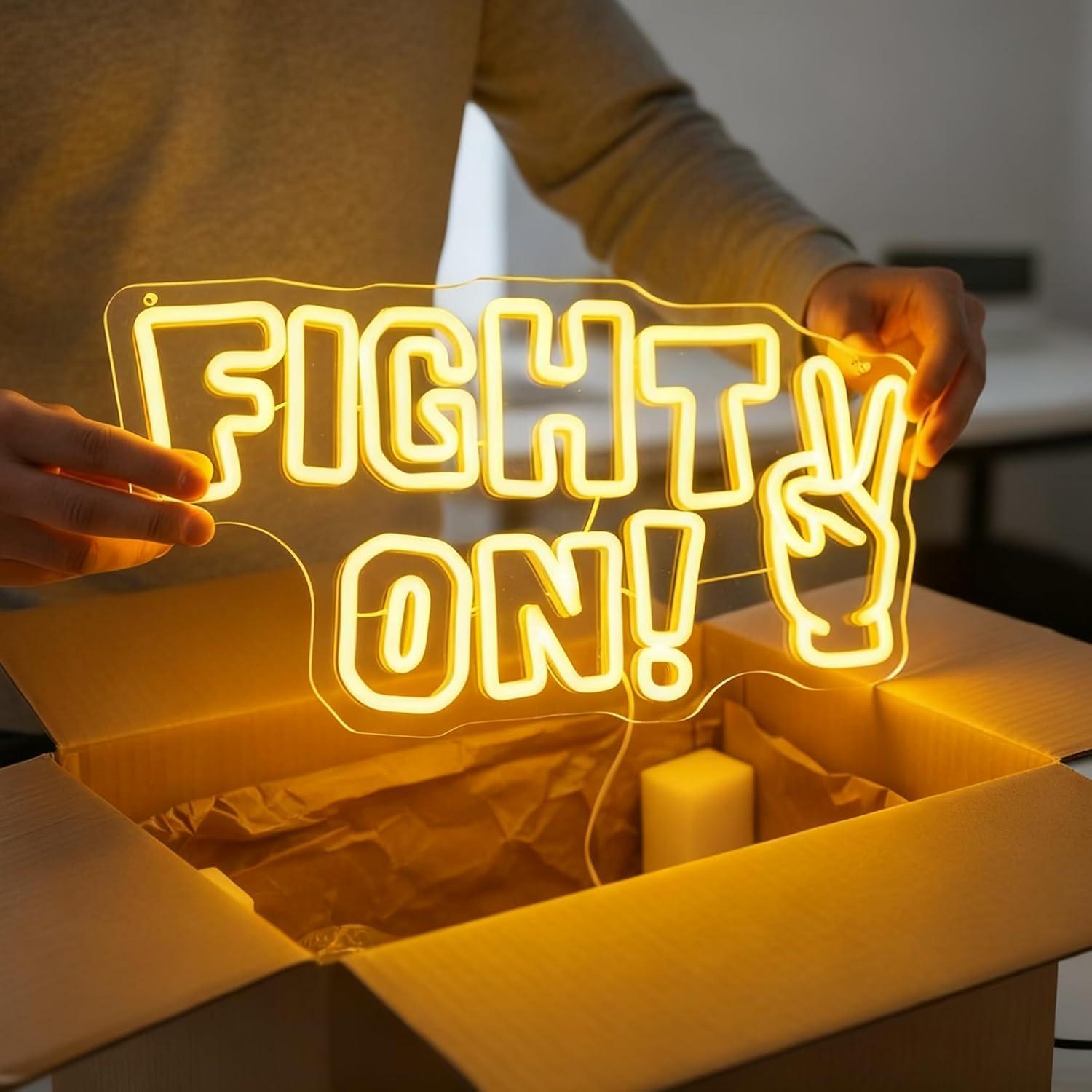 Fight On Neon Sign Victory Han - مراجعة Lighting Decor For Room وسعره