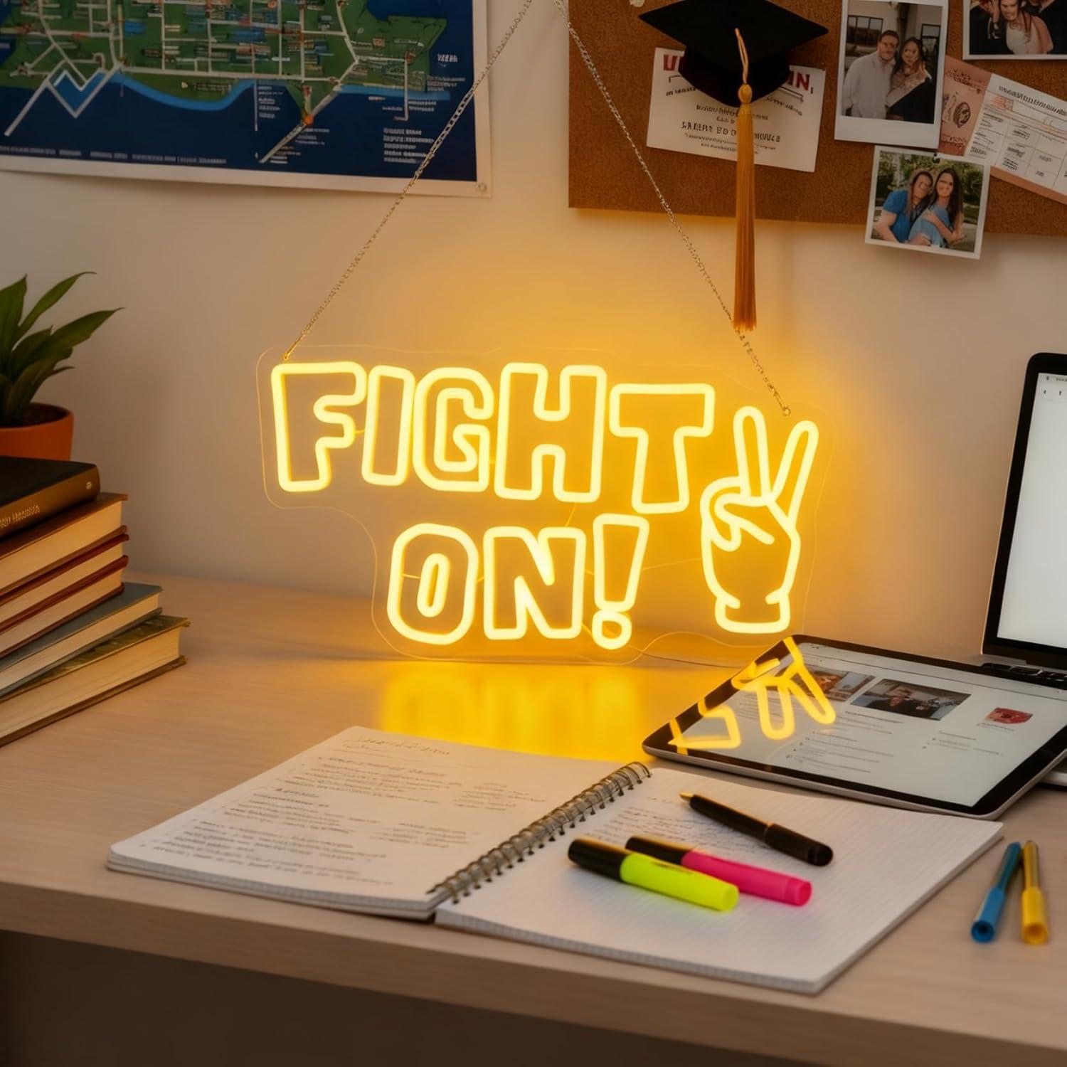Fight On Neon Sign Victory Han - مراجعة Lighting Decor For Room وسعره