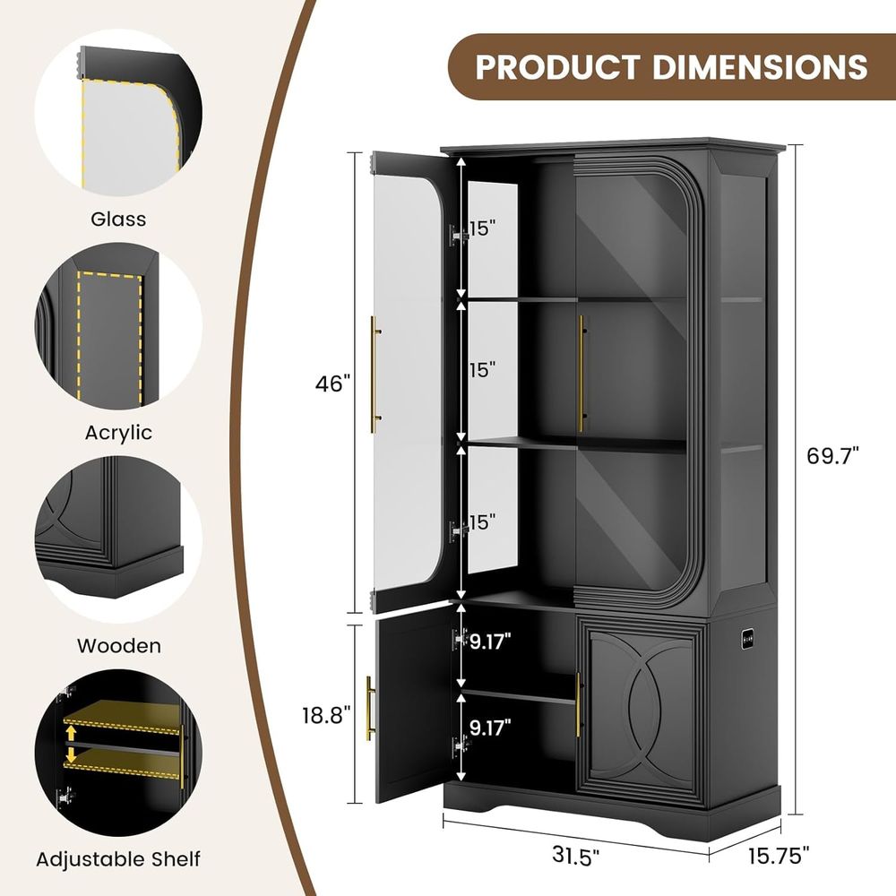 69 Tall Glass Display Cabinet  - مراجعة Home Lighting & Decor St Catharines On وسعره
