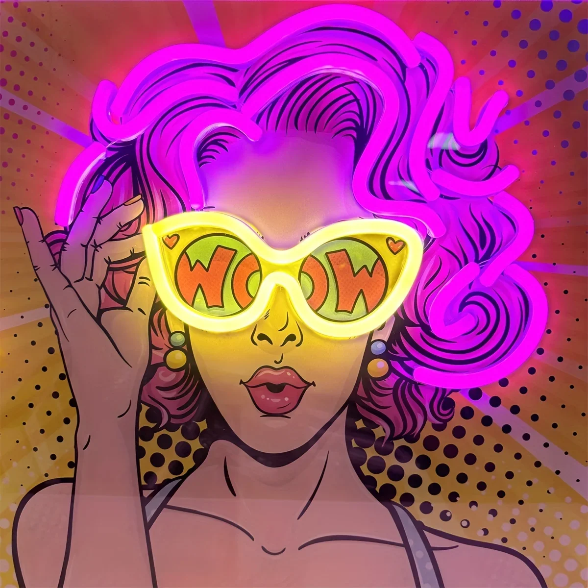 Wow Lady Pop Art LED Neon Sign - مراجعة Outdoor Lighting Decor Wow وسعره