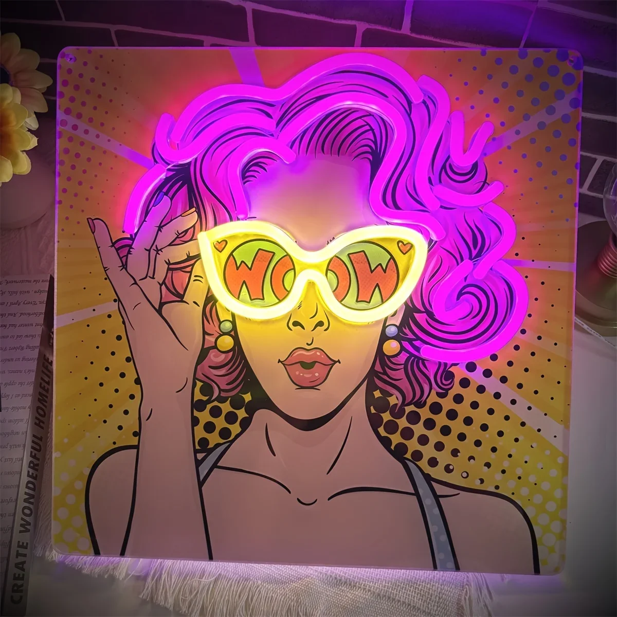 Wow Lady Pop Art LED Neon Sign - مراجعة Outdoor Lighting Decor Wow وسعره