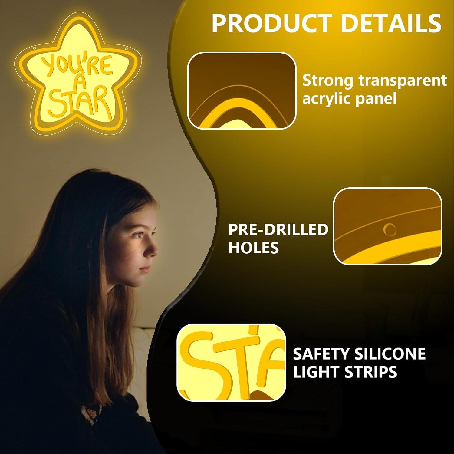 You're A Star Neon Sign USB Di - مراجعة Lighting Decor For Room وسعره