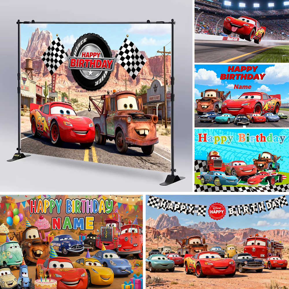 Disney Pixar Cars Custom Backd - مراجعة Lighting Mcqueen Birthday Decor وسعره