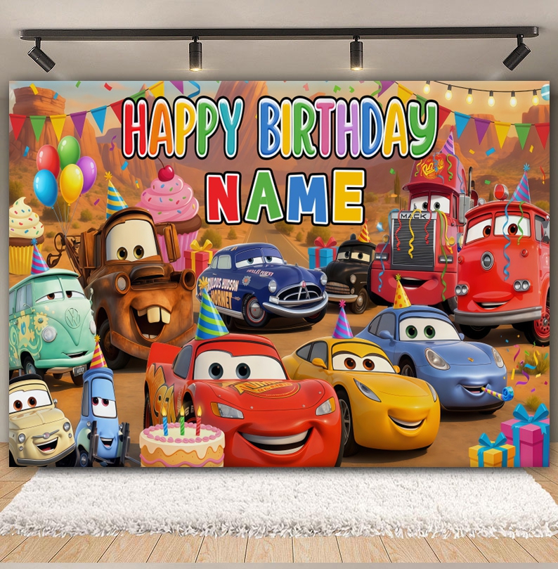 Disney Pixar Cars Custom Backd - مراجعة Lighting Mcqueen Birthday Decor وسعره