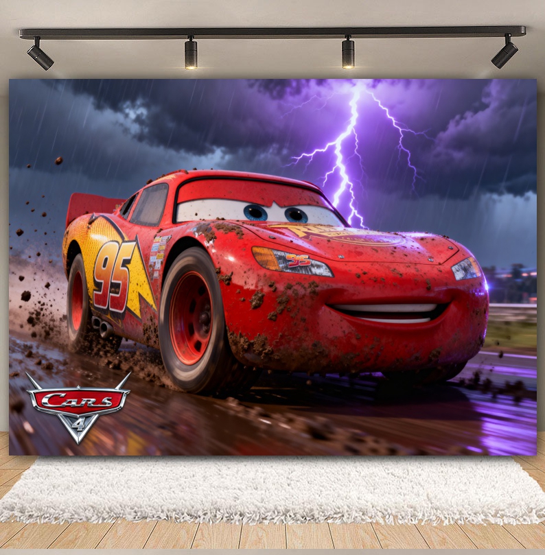 Disney Pixar Cars Custom Backd - مراجعة Lighting Mcqueen Birthday Decor وسعره