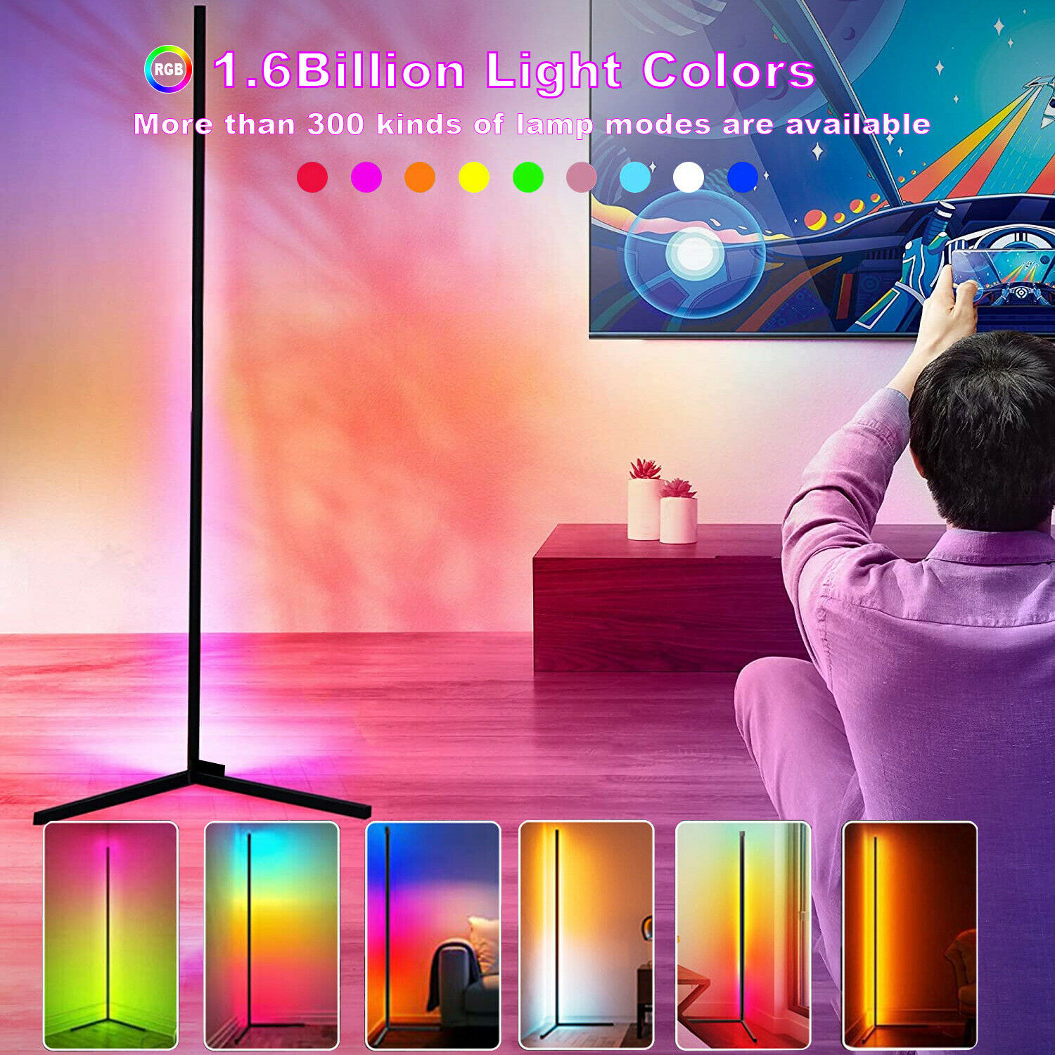 Modern RGB LED Corner Lamp, St - مراجعة Decor Lighting Floor Lamps وسعره