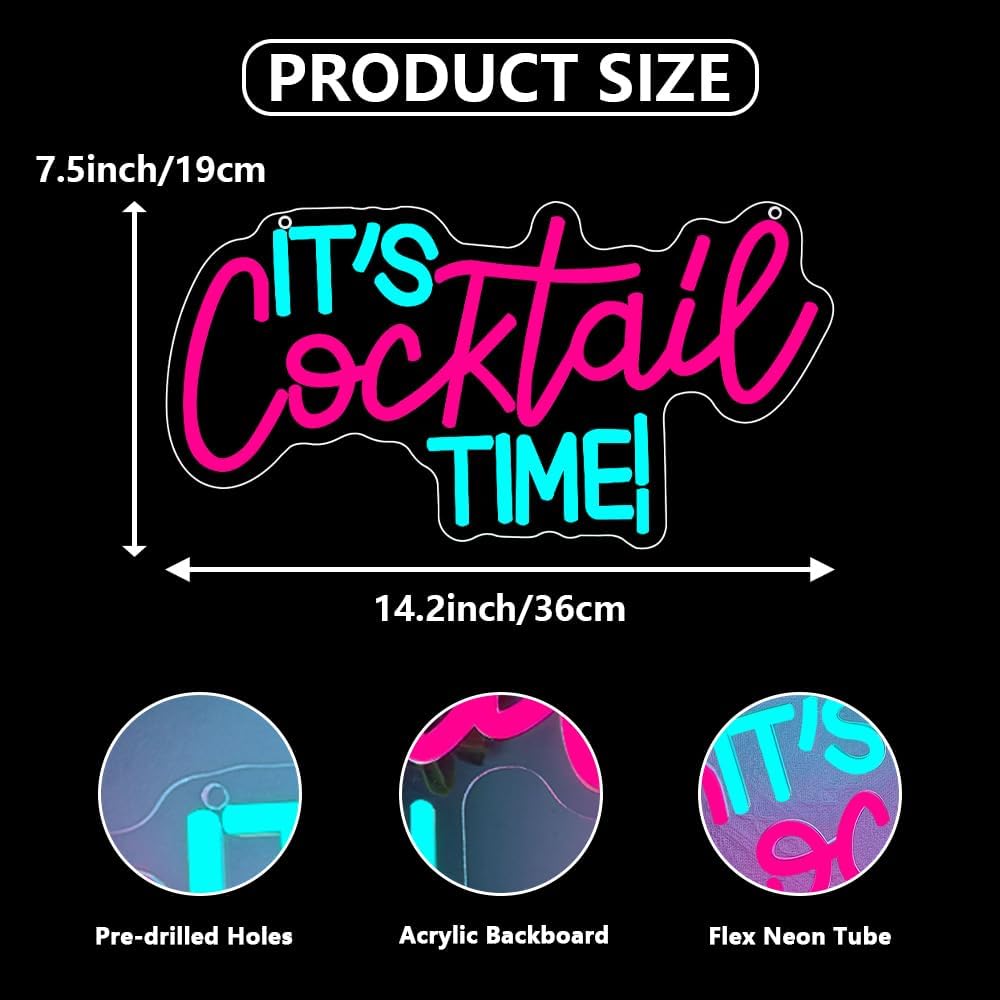 Cocktails Neon Sign USB Powere - مراجعة Lighting Decor For Room وسعره