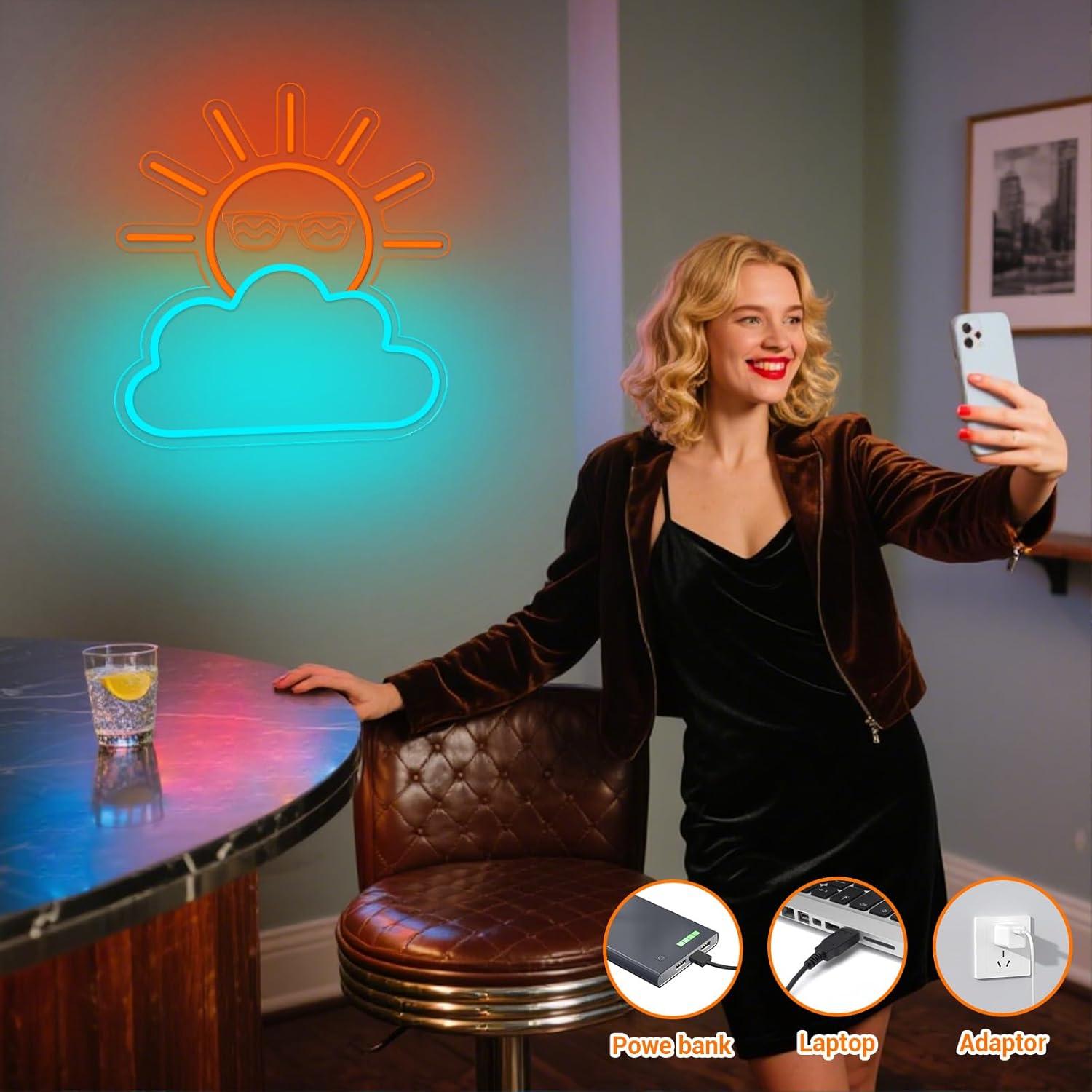 Sunrise Sunset Neon Sign USB P - مراجعة Lighting Decor For Room وسعره