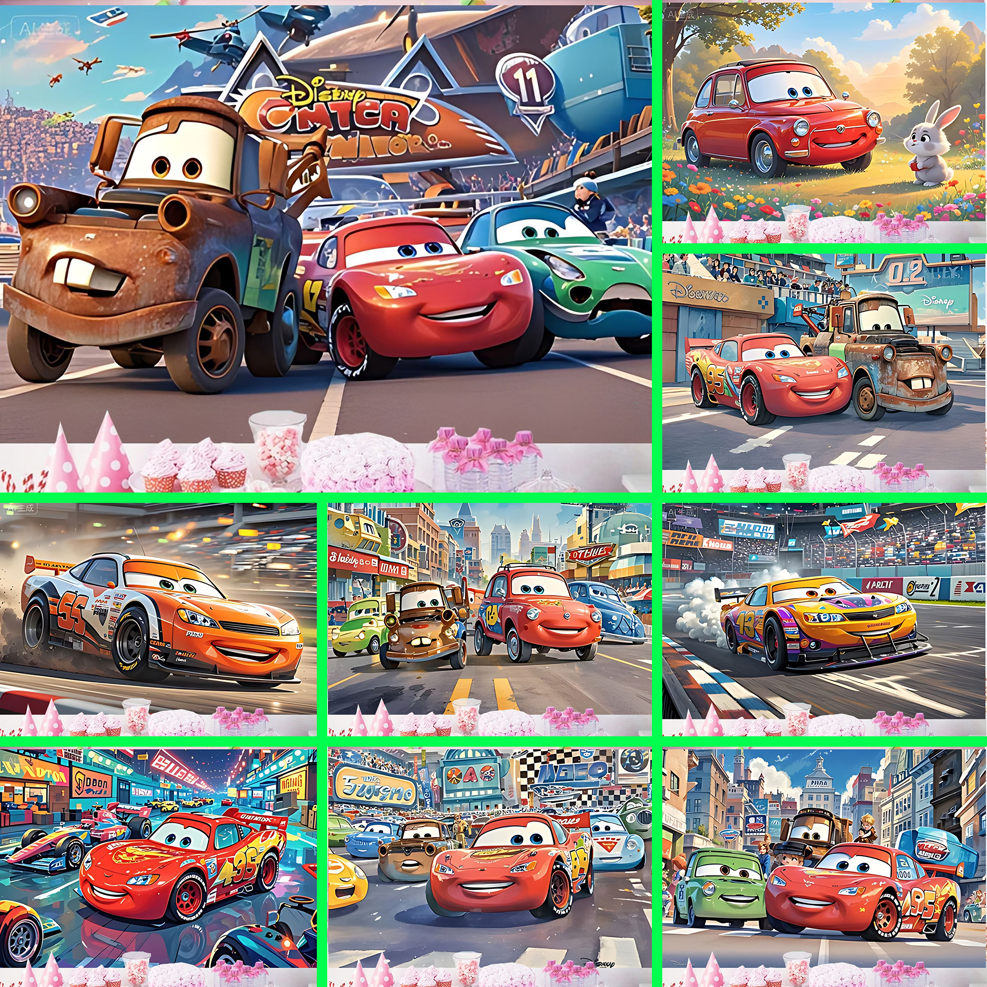 Disney Cars Movie Backdrop Ban - مراجعة Lighting Mcqueen Birthday Decor وسعره