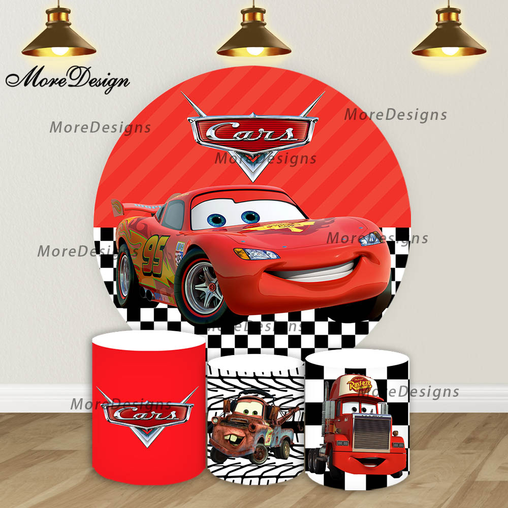 Mcqueen Car Round and Cylinder - مراجعة Lighting Mcqueen Birthday Decor وسعره