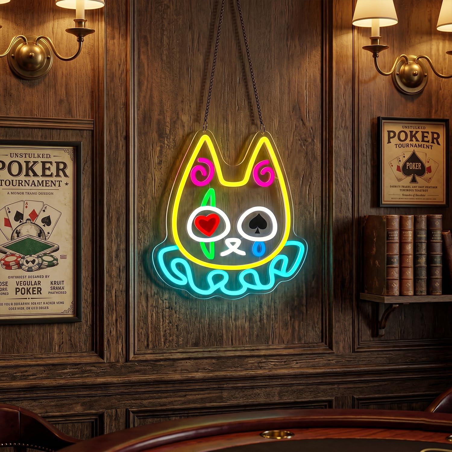 Cat Poker Neon Sign USB Dimmab - مراجعة Lighting Decor For Room وسعره
