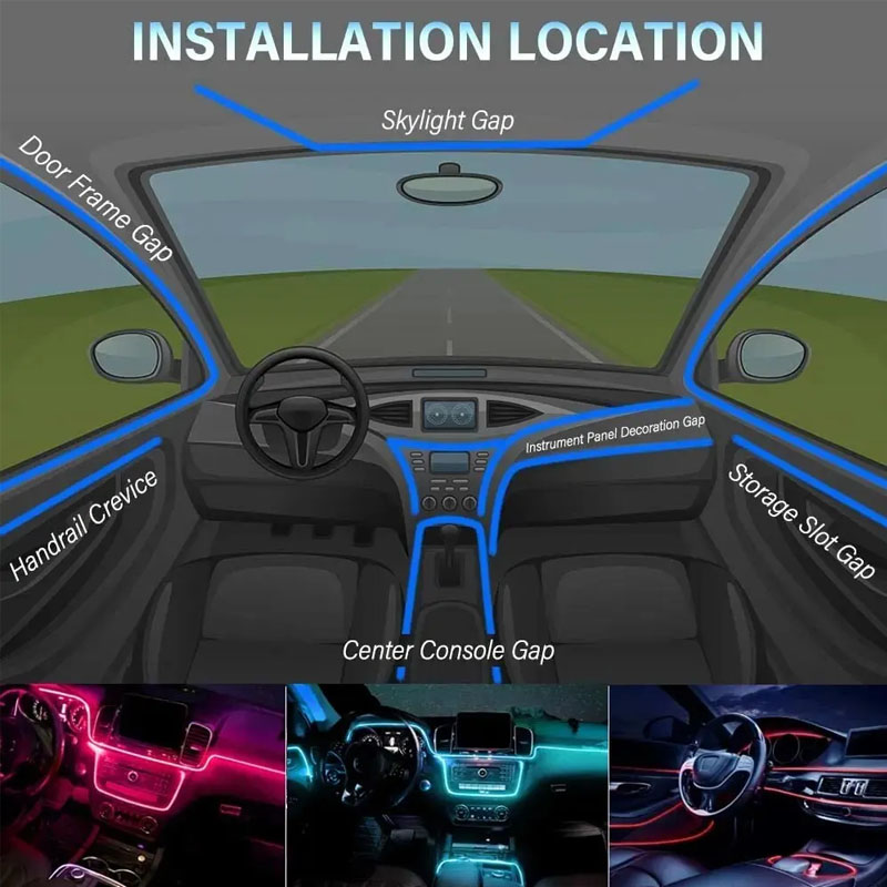 Car RGB Ambient LED Light Stri - مراجعة Lighting Bolt Decor وسعره
