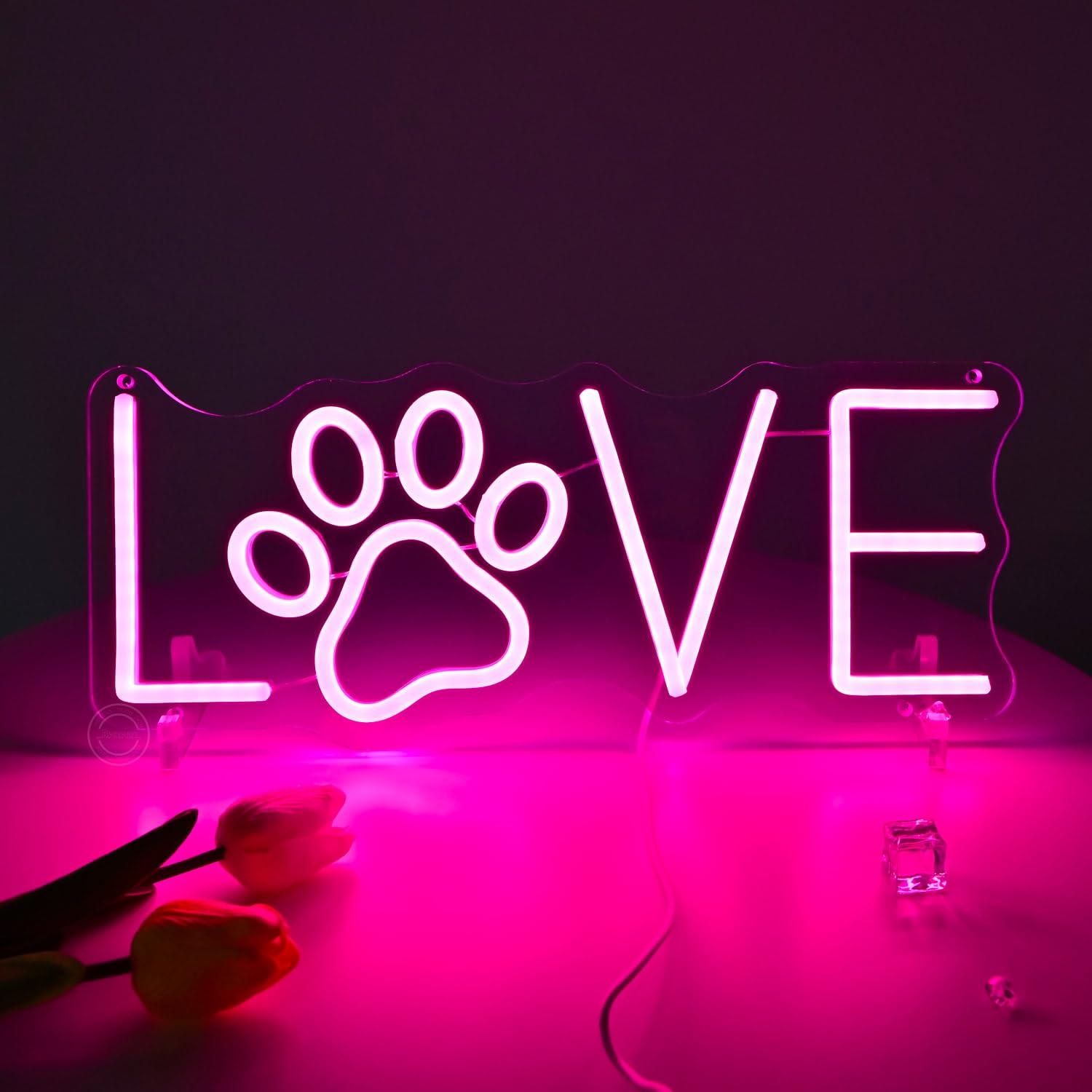 Love Paw Neon Sign USB Dimmabl - مراجعة Lighting Decor For Room وسعره
