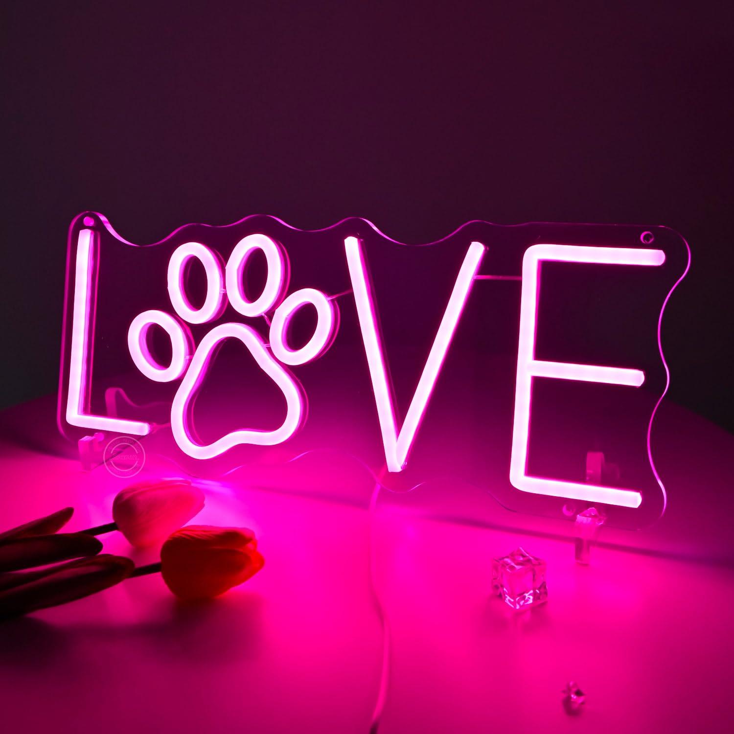 Love Paw Neon Sign USB Dimmabl - مراجعة Lighting Decor For Room وسعره