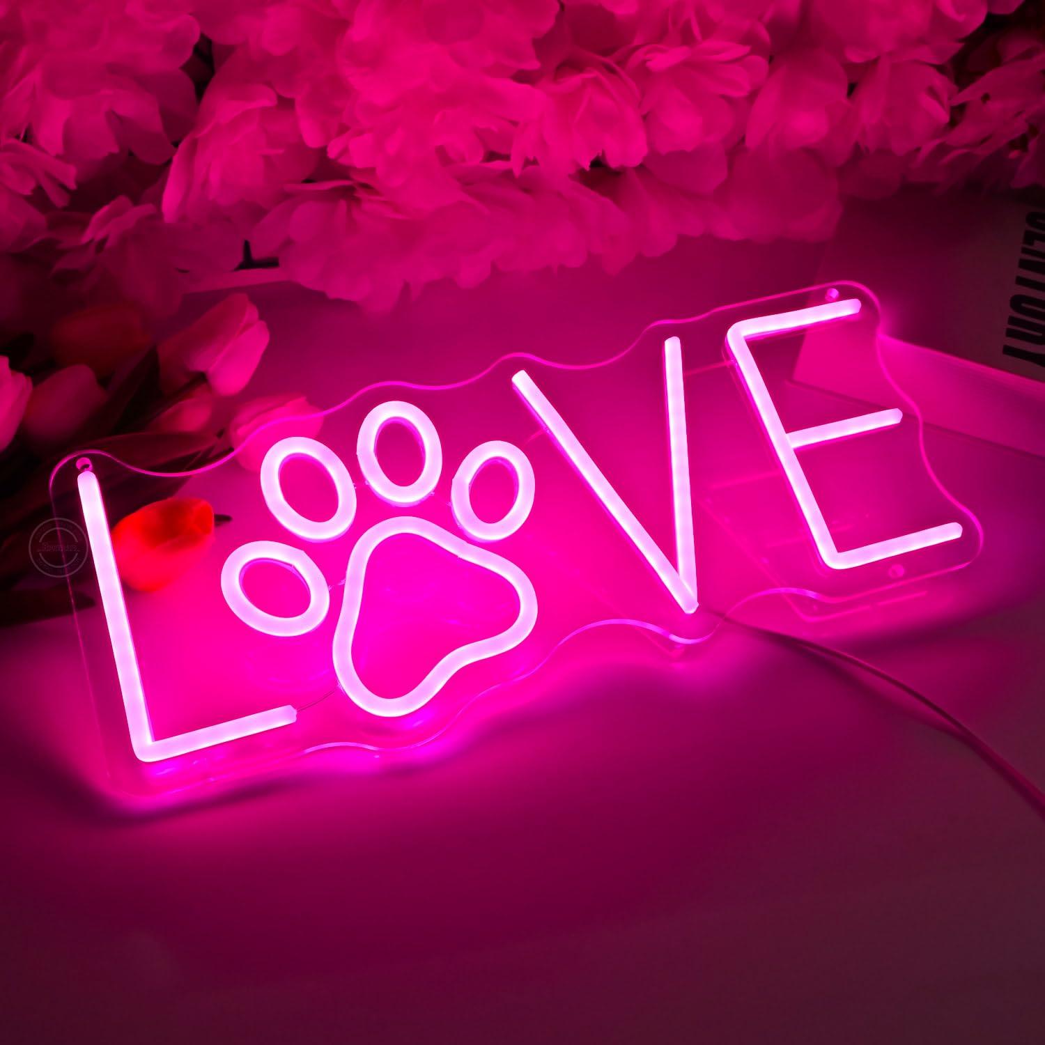 Love Paw Neon Sign USB Dimmabl - مراجعة Lighting Decor For Room وسعره