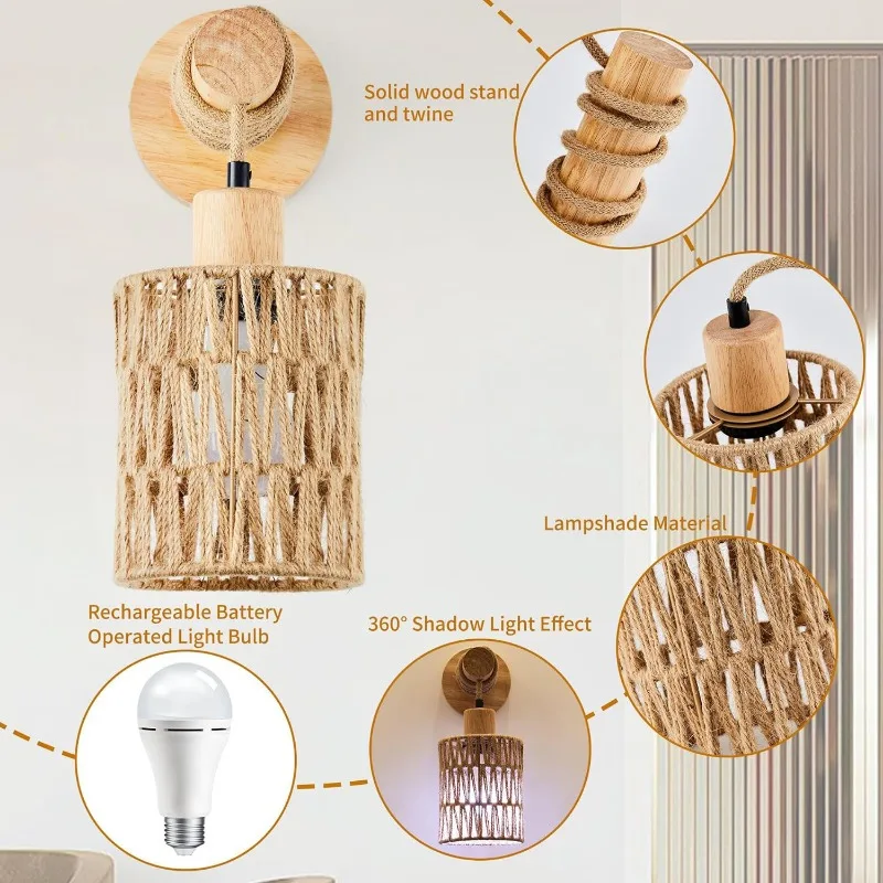 Hemp Rope Design Bedhead Wall  - مراجعة Lighting Decoration On Wall وسعره