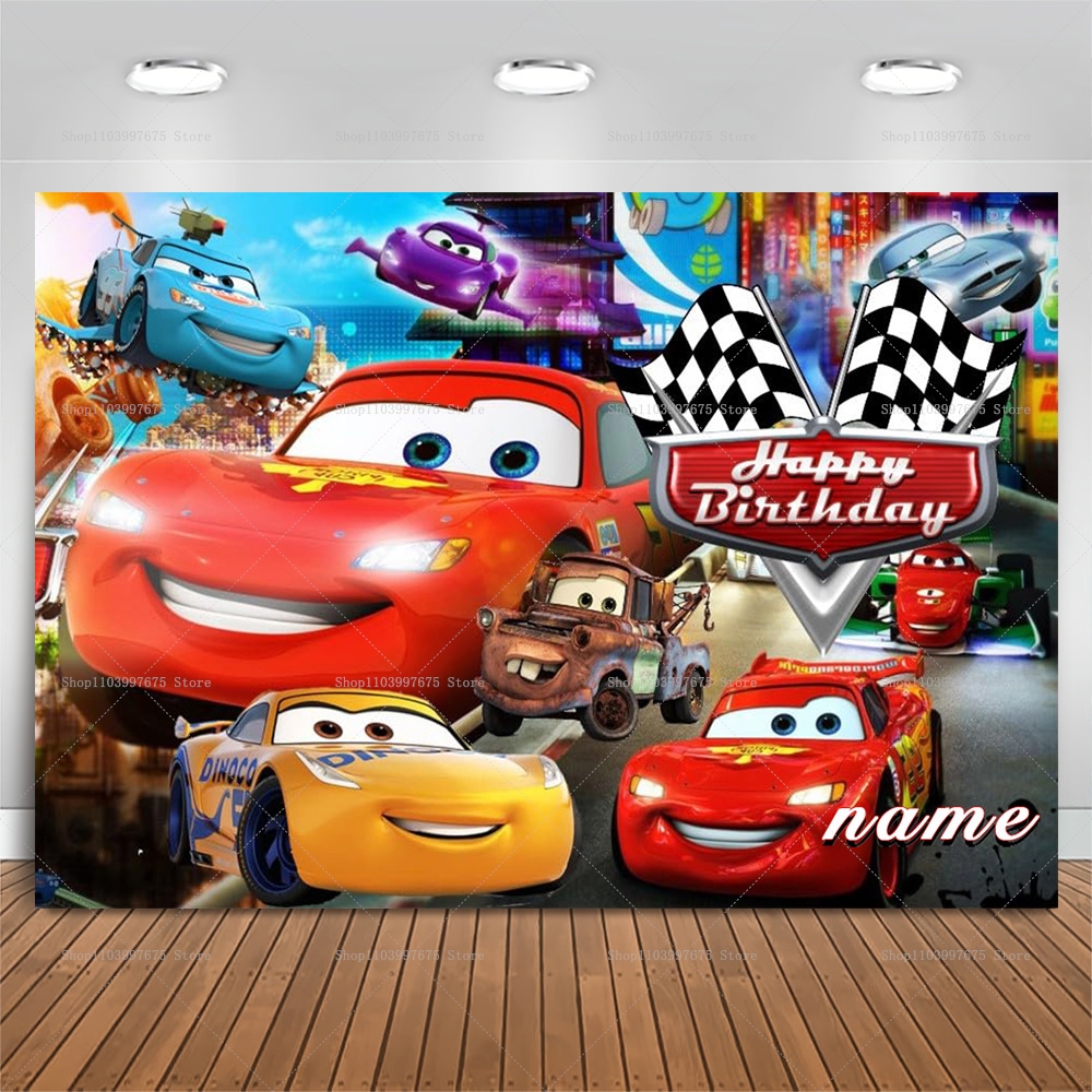 Lightning McQueen Backdrops Ch - مراجعة Lighting Mcqueen Birthday Decor وسعره