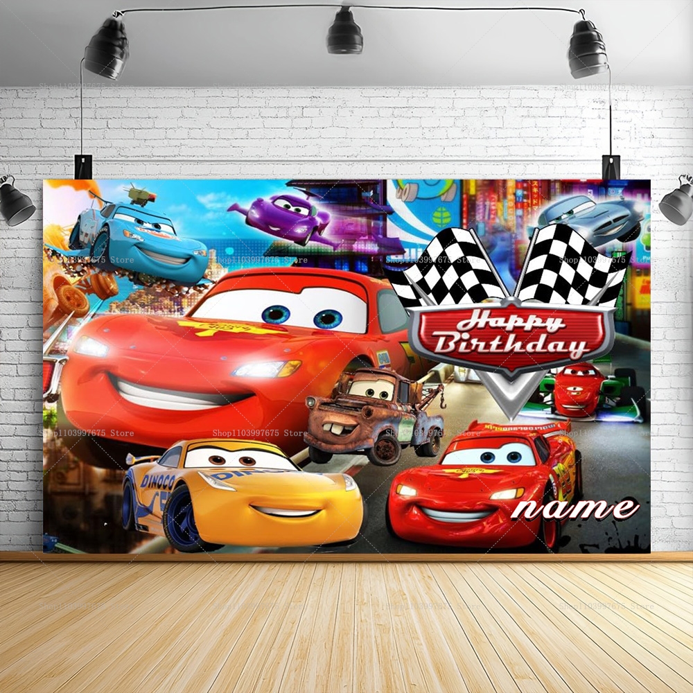 Lightning McQueen Backdrops Ch - مراجعة Lighting Mcqueen Birthday Decor وسعره