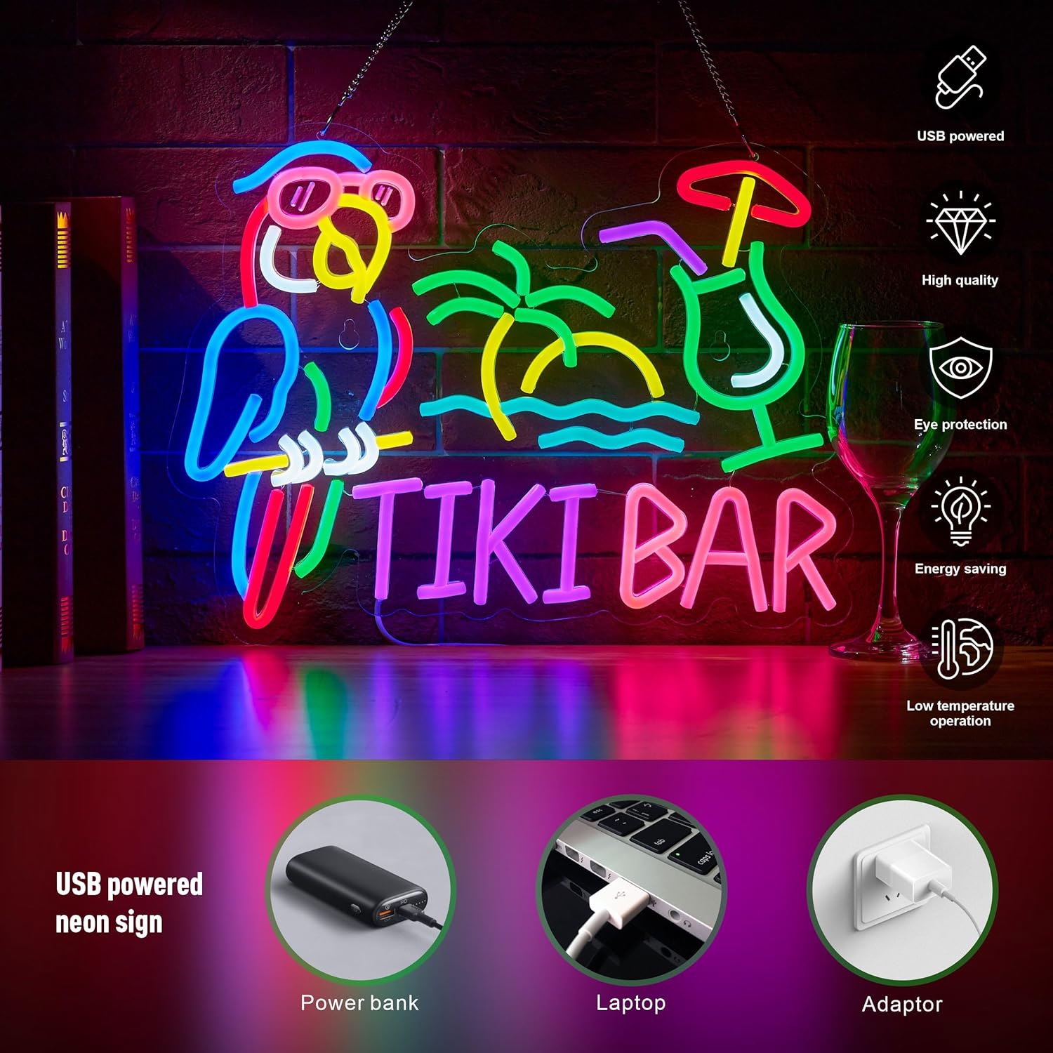 Tiki Bar Parrot Palm Tree Neon - مراجعة Lighting Decor For Bedroom وسعره