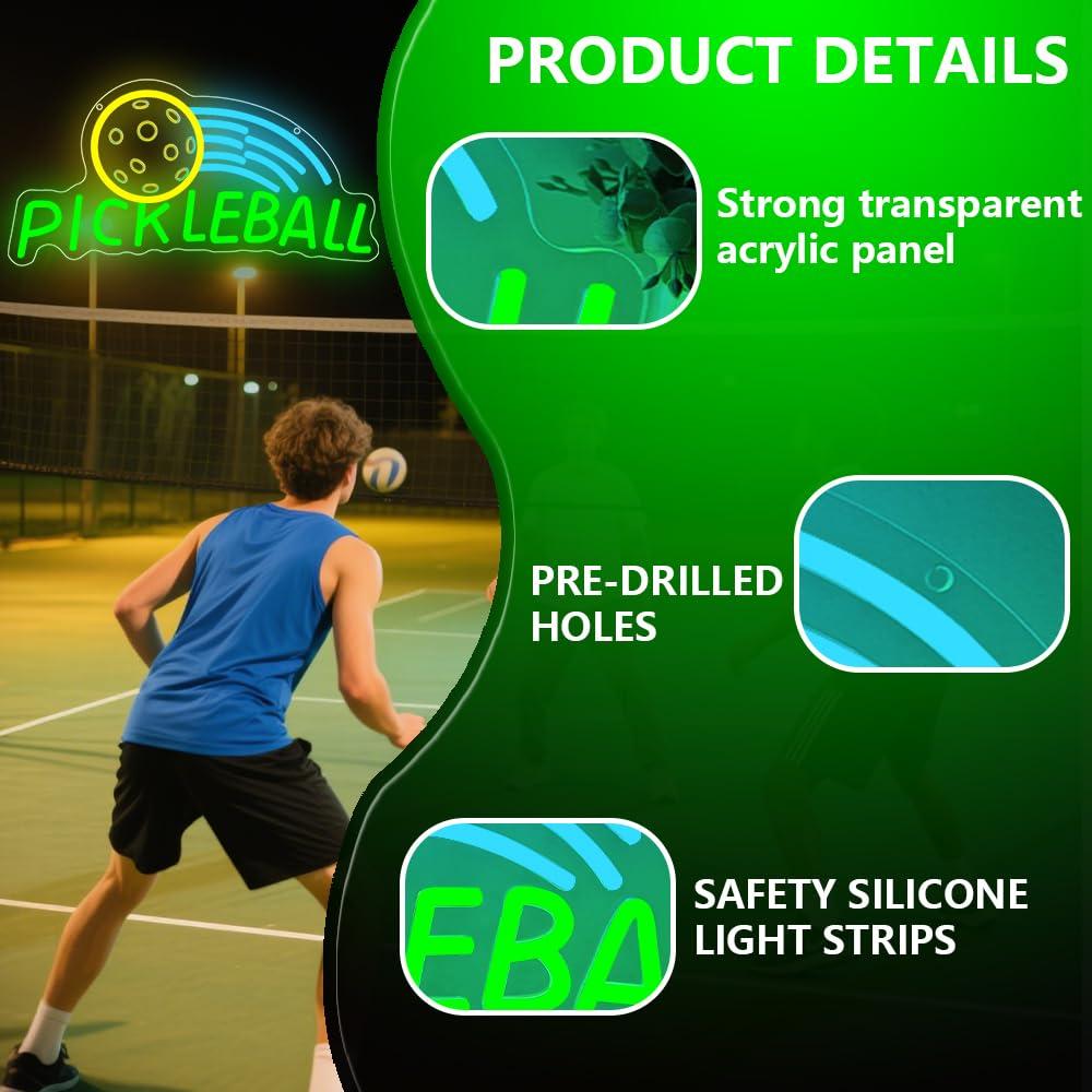 Pickleball Neon Sign USB Dimma - مراجعة Lighting Decor For Bedroom وسعره