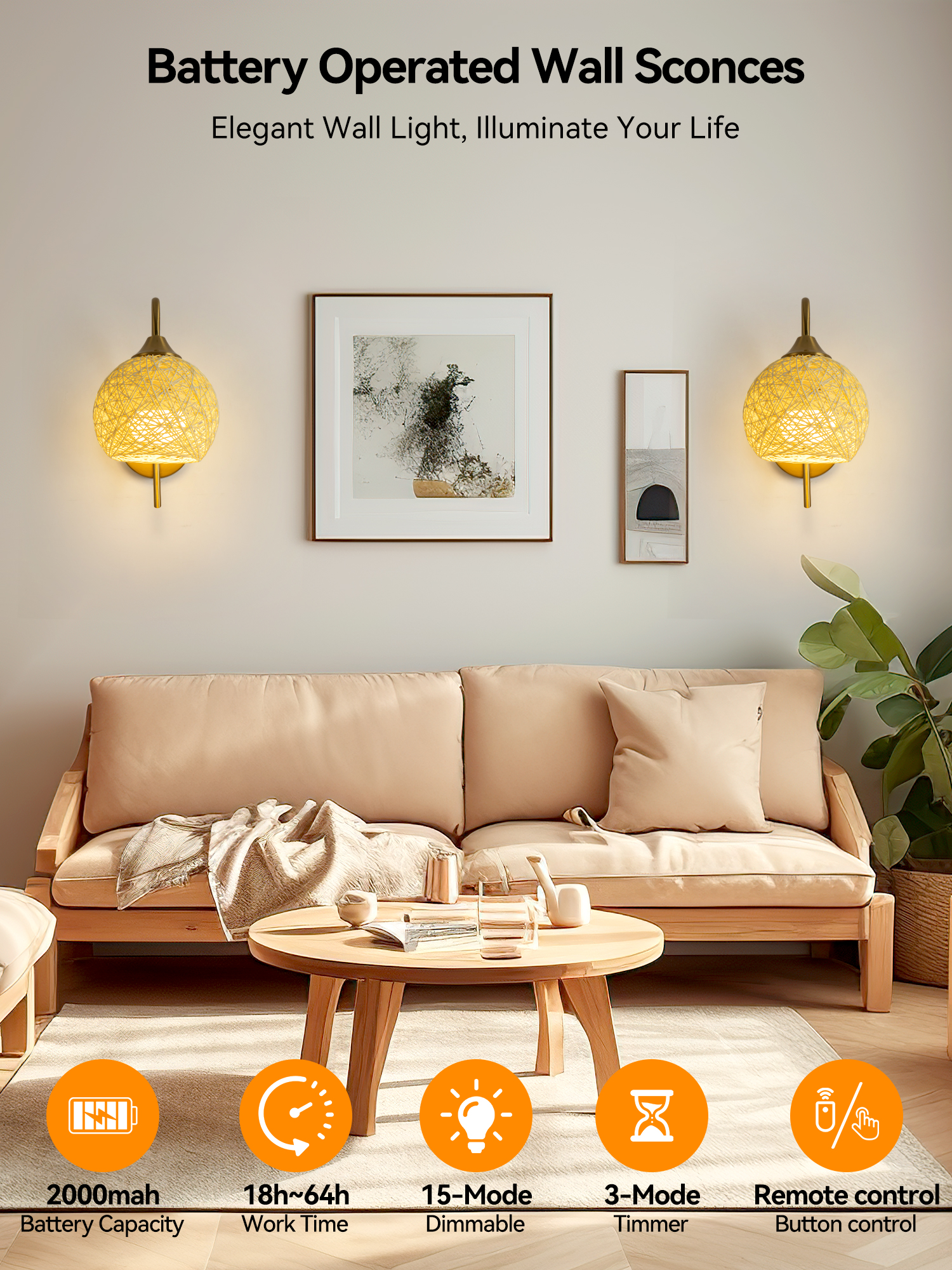 Battery-Powered Wall Light, Wi - مراجعة Lighting Decoration On Wall وسعره