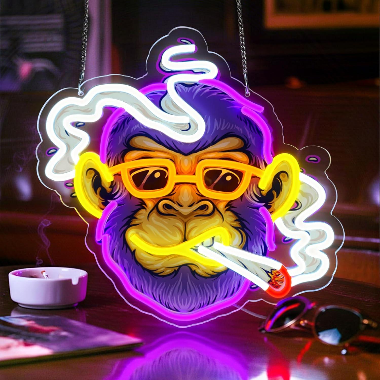 Cool Monkey Neon Sign Smoking  - مراجعة Lighting Decor For Room وسعره