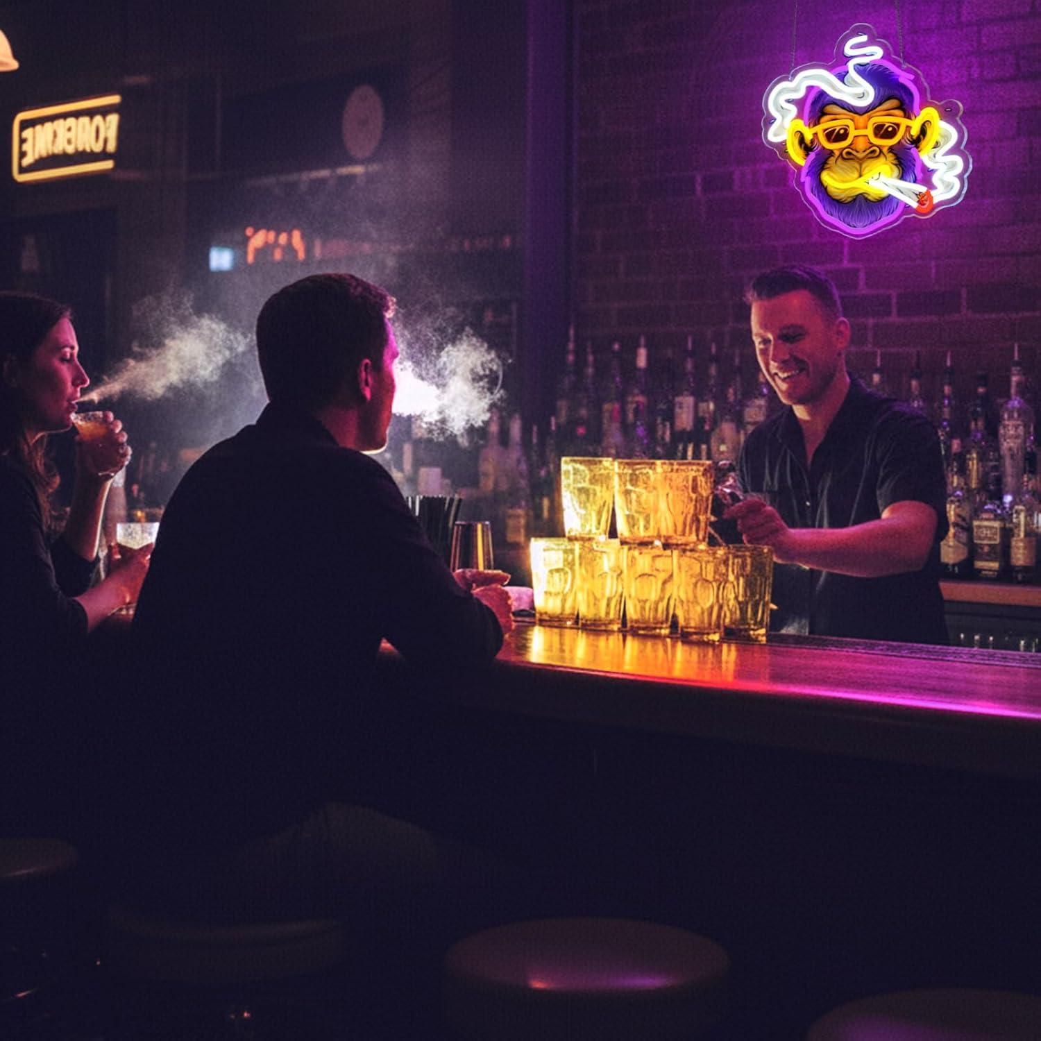 Cool Monkey Neon Sign Smoking  - مراجعة Lighting Decor For Room وسعره