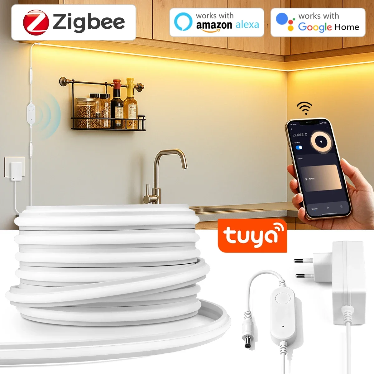 Zigbee 3.0 24V Neon LED Strip  - مراجعة Kitchen Decor Lighting وسعره