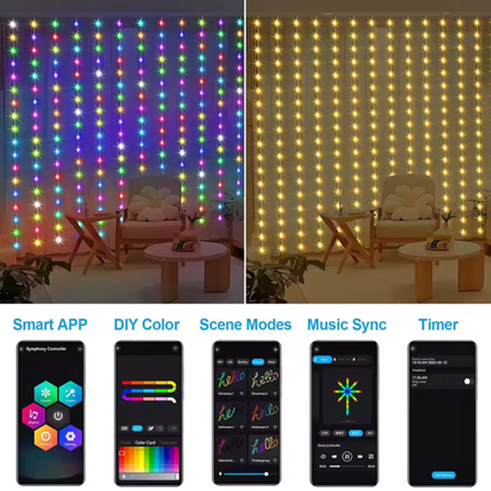 3M RGB Smart LED Curtain Light - مراجعة Lighting Decoration Wedding وسعره