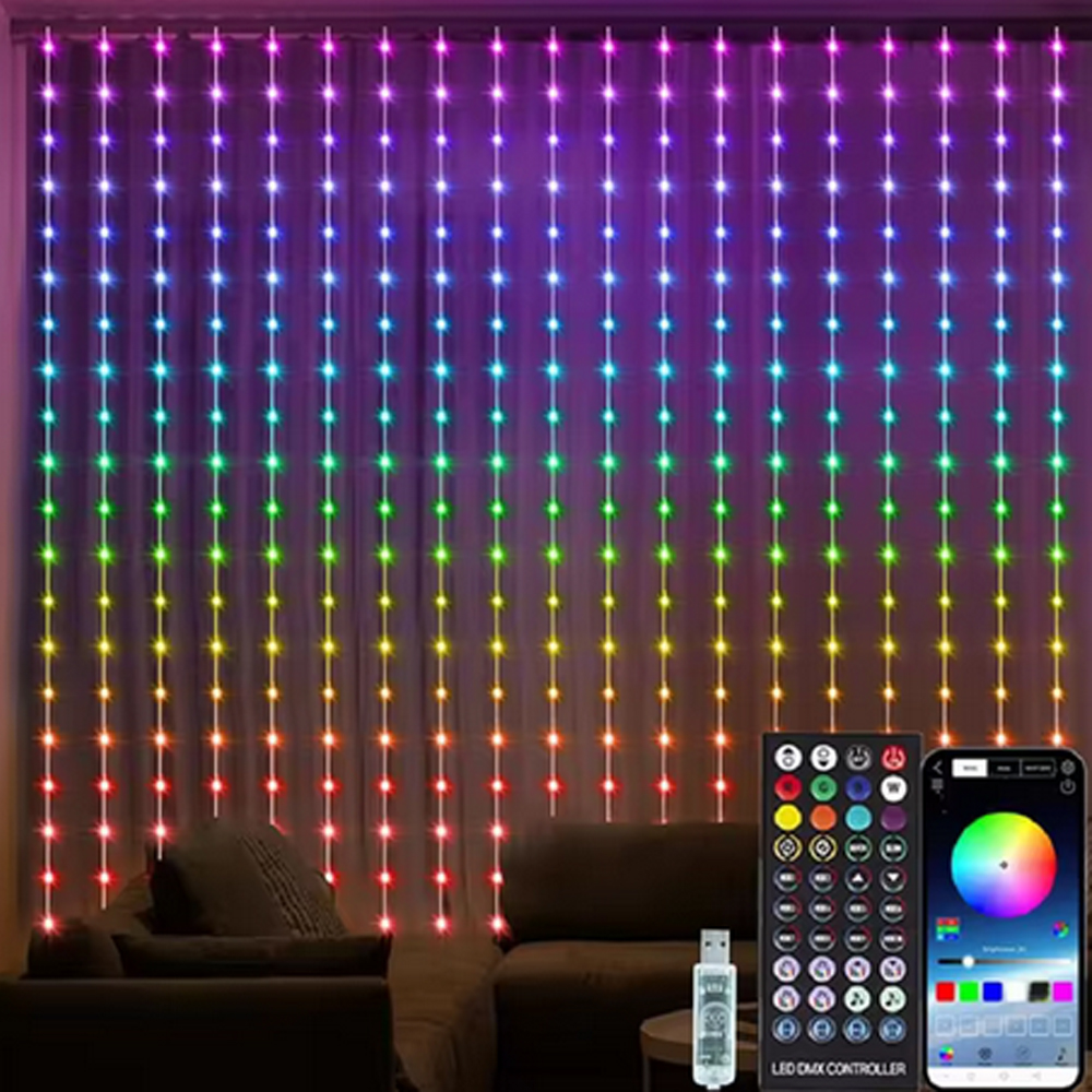 3M RGB Smart LED Curtain Light - مراجعة Lighting Decoration Wedding وسعره