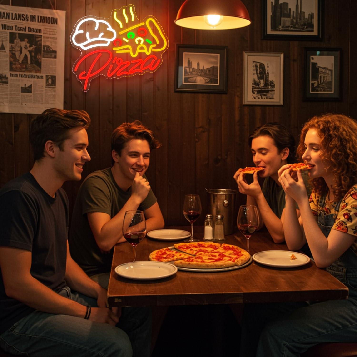 Pizza Neon Sign Colorful Pizza - مراجعة Kitchen Decor Lighting وسعره
