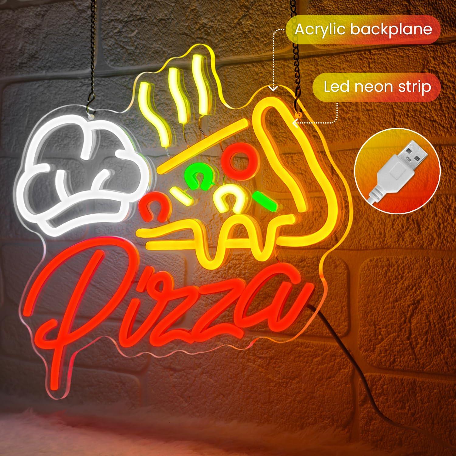 Pizza Neon Sign Colorful Pizza - مراجعة Kitchen Decor Lighting وسعره