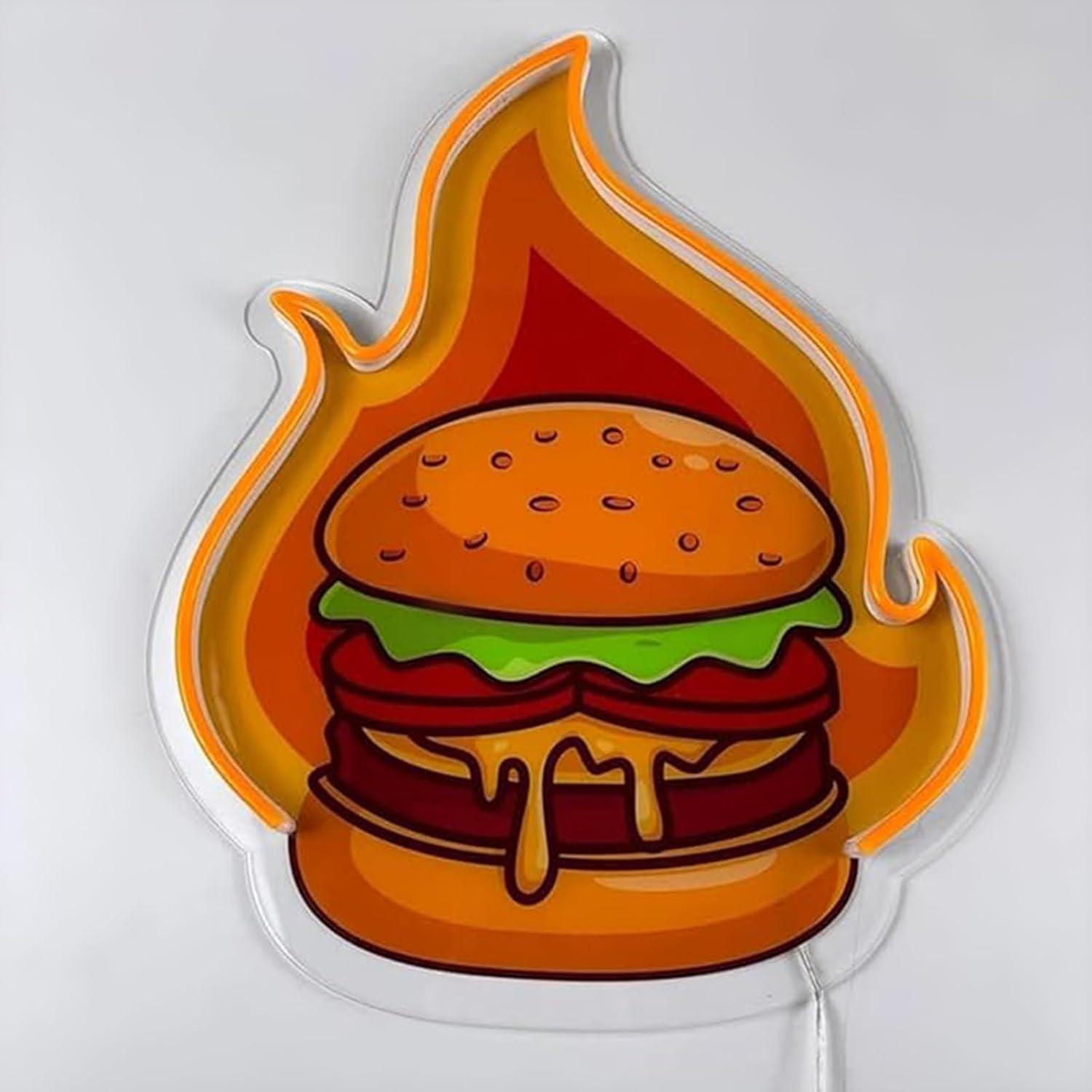 Burger Neon Sign LED Hamburger - مراجعة Kitchen Decor Lighting وسعره