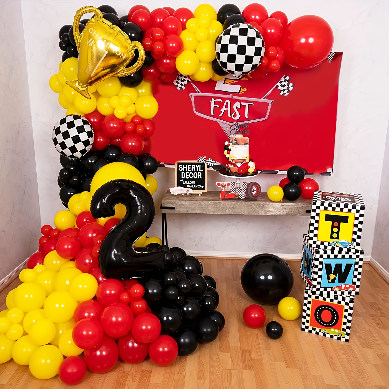 Car Garland and Arch Kit,perfe - مراجعة Lighting Mcqueen Birthday Decor وسعره